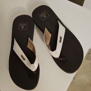 Women's Black and White Flip Flops